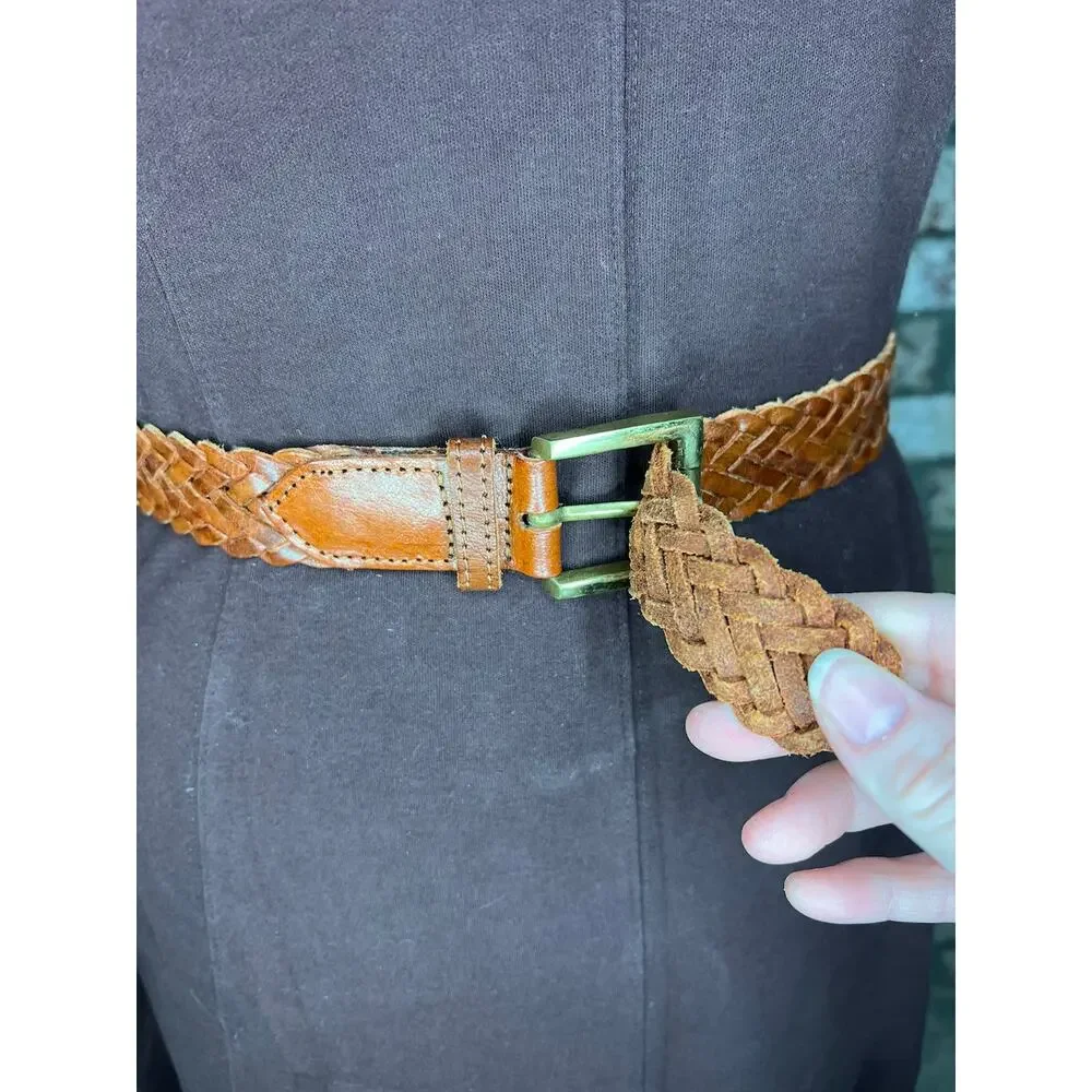 Split leather belt brown size small